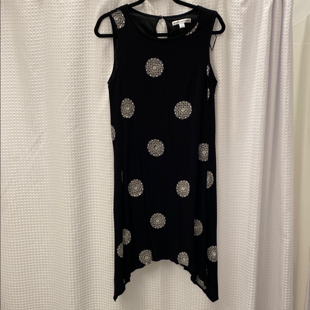 Eileen Fisher Black and White Asymmetrical Sheath Dress